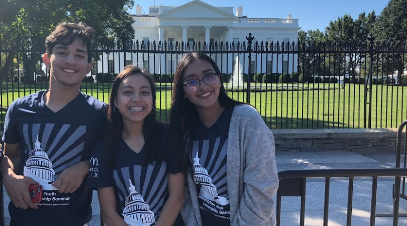 Cassandra Hernandez in front of the white house