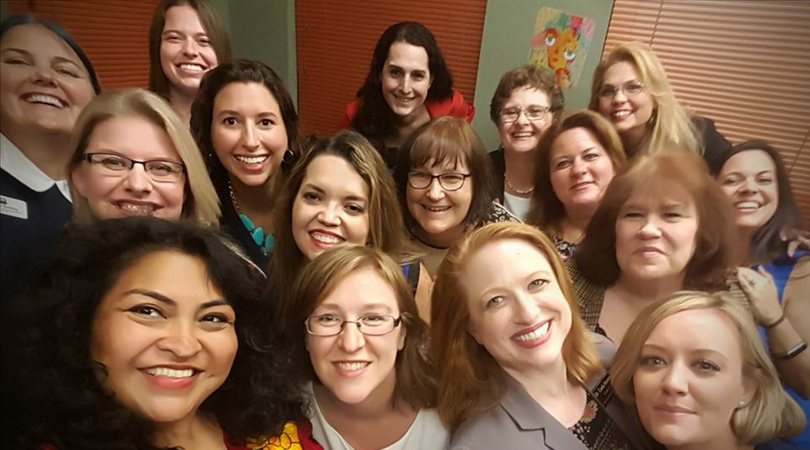 Sarah Depew with empowered women