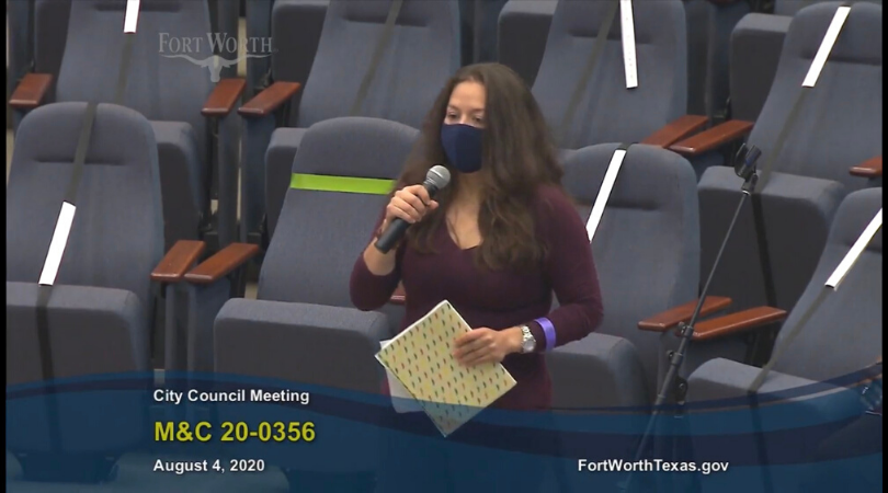 Tara Wilson in council meeting
